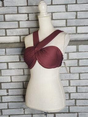 Time and Tru Burgundy Twist One-Piece Swimsuit